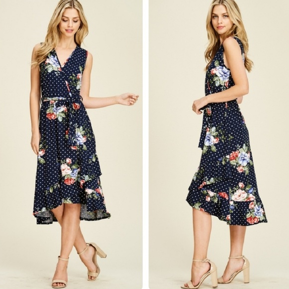 Navy wrap dress - Picture 3 of 6